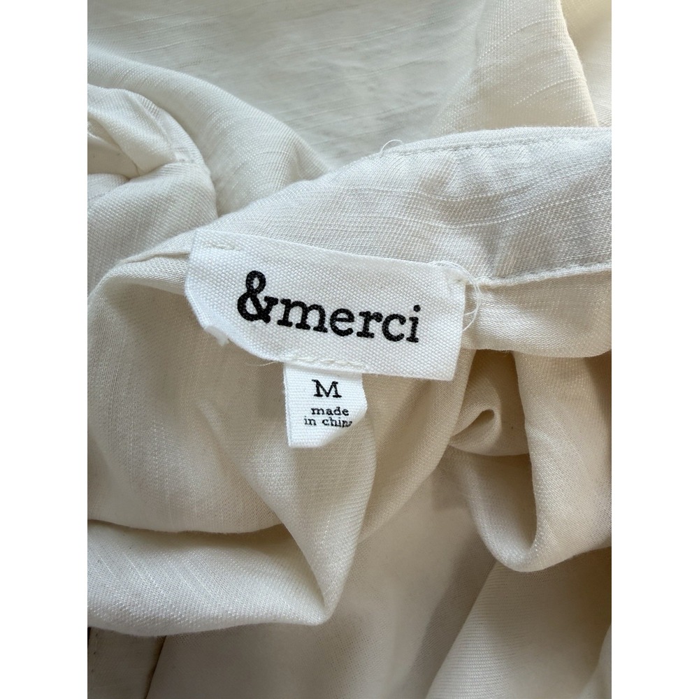 & Merci Ivory Tiered Shirt Dress Medium Boho Button Front Maxi Lined Pockets - Picture 6 of 9